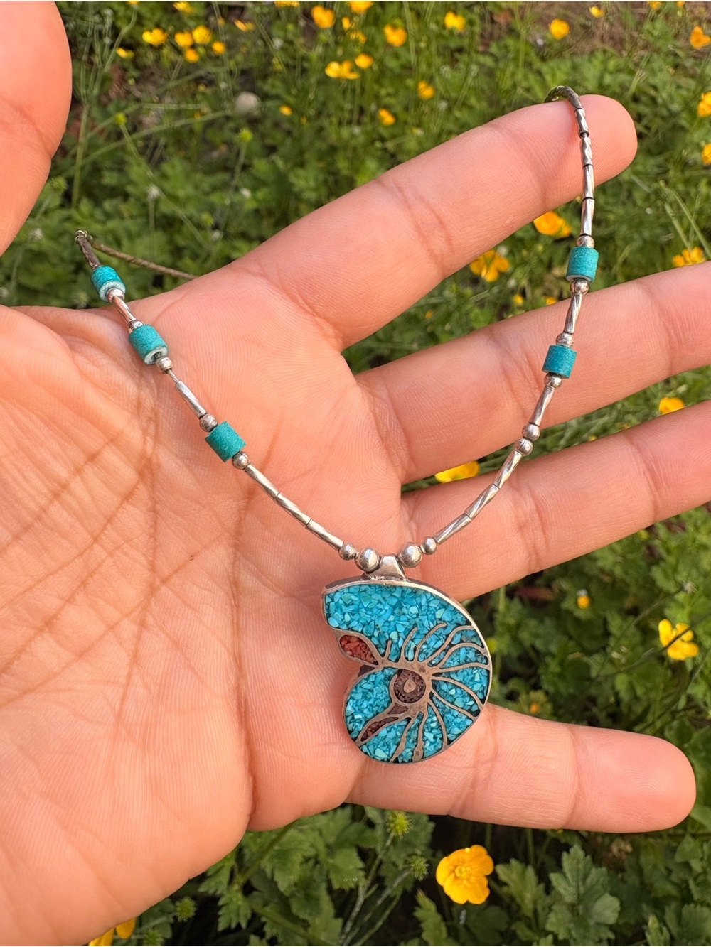 Navajo Sterling Turquoise  Pendant necklace